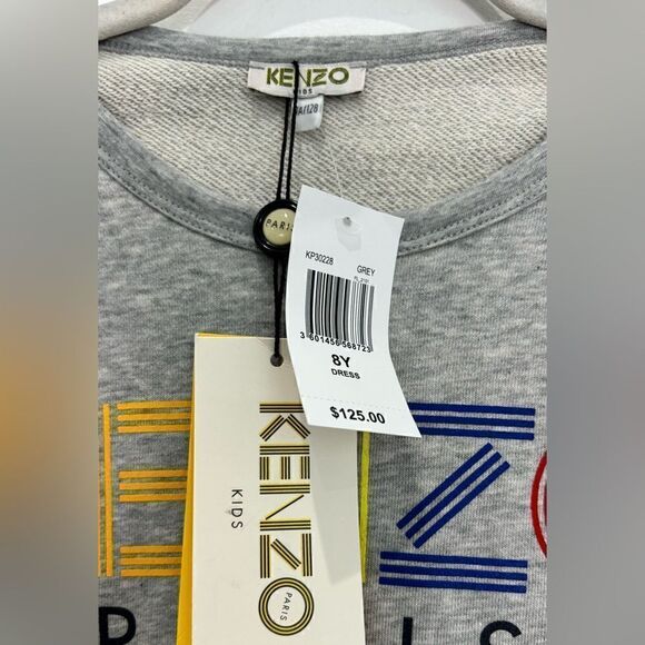 NWT KENZO KIDS Ruffle Dress in Grey - Picture 8 of 9